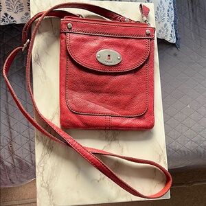 Fossil Cherry Red Crossbody Bag